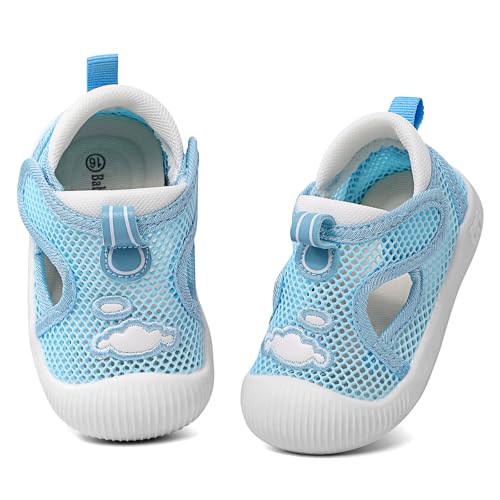 MASOCIO Baby Sandalen Junge Mädchen Sommer Lauflernsandalen Lauflern Schuhe 8 9 10 Babyschuhe Kleinkind Kinder Shoes Sommerschuhe Sandals 1 Jahr Draußen Outdoor ab 12-18 Monate Größe 20 Hellblau von MASOCIO