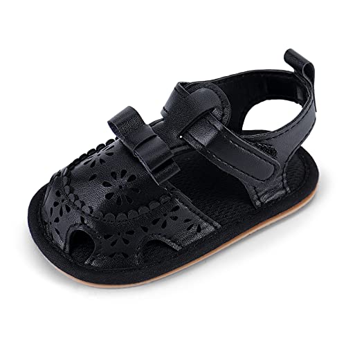 MASOCIO Baby Sandalen Mädchen Baby Sommer Schuhe Babyschuhe Sommerschuhe 9 Größe 19 Sandals 6-12 Monate Schwarz von MASOCIO