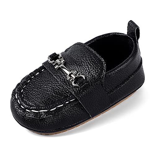 MASOCIO Baby Schuhe Junge Mokassins Babyschuhe Lauflernschuhe 12 18 Kleinkind Jungen Elegante Shoes Größe 19.5 12-15 Monate Schwarz von MASOCIO