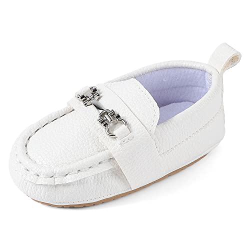 MASOCIO Baby Schuhe Junge Mokassins Babyschuhe Lauflernschuhe 12 18 Kleinkind Jungen Elegante Shoes Größe 19.5 12-15 Monate Weiß von MASOCIO