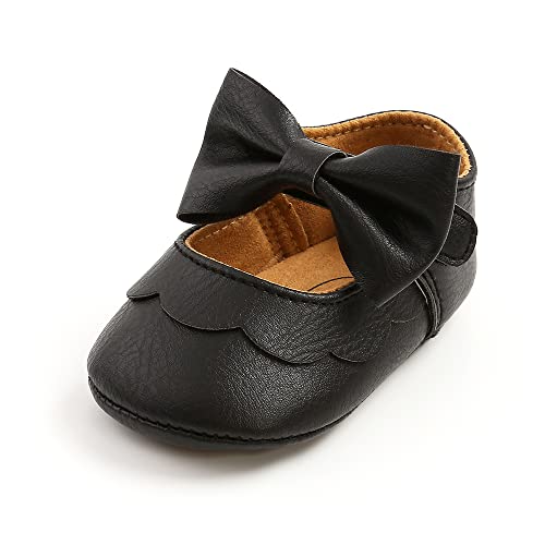 MASOCIO Baby Schuhe Mädchen Babyschuhe Lauflernschuhe Ballerinas Kleinkind 3 Shoes Größe 18 0-6 Monate Schwarz von MASOCIO