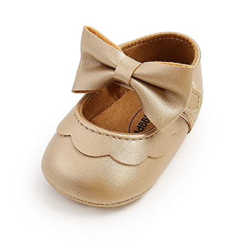 MASOCIO Baby Schuhe Mädchen Babyschuhe Lauflernschuhe Ballerinas Kleinkind Shoes Größe 19 6-12 Monate Gold von MASOCIO