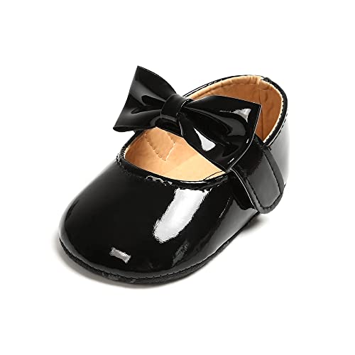 MASOCIO Baby Schuhe Mädchen Babyschuhe Lauflernschuhe Ballerinas Kleinkind Shoes Prinzessin Größe 19 6-12 Monate Schwarz von MASOCIO