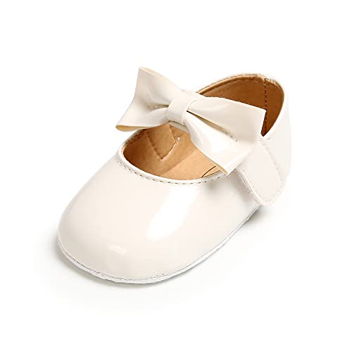 MASOCIO Baby Schuhe Mädchen Babyschuhe Taufschuhe Lauflernschuhe Ballerinas Kleinkind 3 Shoes Prinzessin Größe 18 0-6 Monate Weiß von MASOCIO