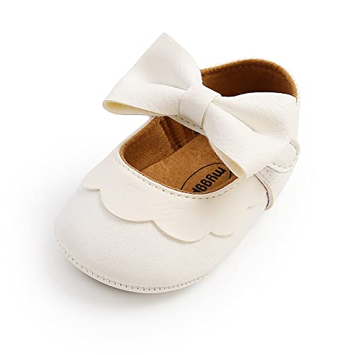 MASOCIO Baby Schuhe Mädchen Babyschuhe Taufschuhe Lauflernschuhe Ballerinas Kleinkind Shoes Größe 19 6-12 Monate Weiß von MASOCIO