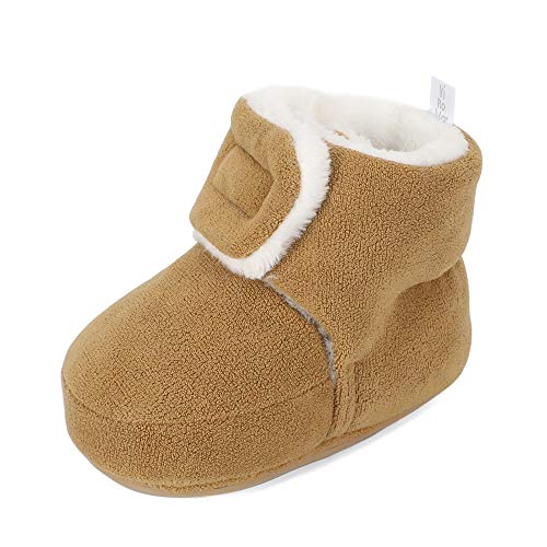 MASOCIO Baby Winterschuhe Mädchen Junge Babyschuhe Winter Baby Lauflernschuhe Boots Winterstiefel Schuhe Khaki Größe 19 6-12 Monate von MASOCIO