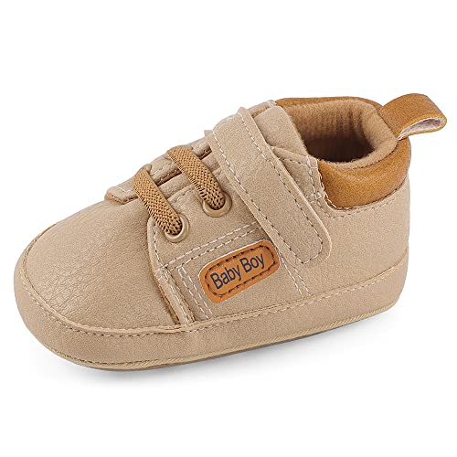 MASOCIO Babyschuhe Junge Baby Schuhe Lauflernschuhe Jungen 0 Krabbelschuhe Sneaker Größe 18 Khaki 3-6 Monate von MASOCIO