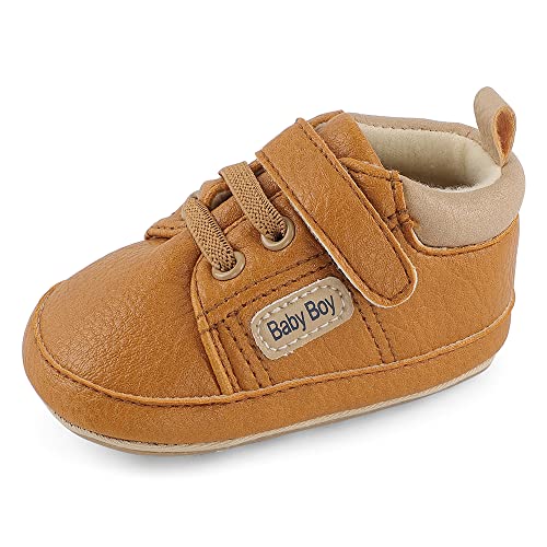 MASOCIO Babyschuhe Junge Baby Schuhe Lauflernschuhe Jungen Krabbelschuhe Sneaker Größe 20 Braun 12-18 Monate von MASOCIO