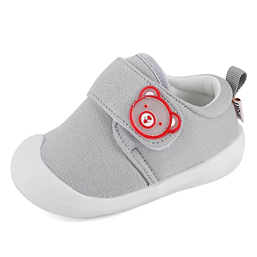 MASOCIO Babyschuhe Junge Lauflernschuhe Jungen Baby Kinder Schuhe Jungen Kinderschuhe Lauflern Größe 23 Grau (Herstellergröße: CN 18) von MASOCIO