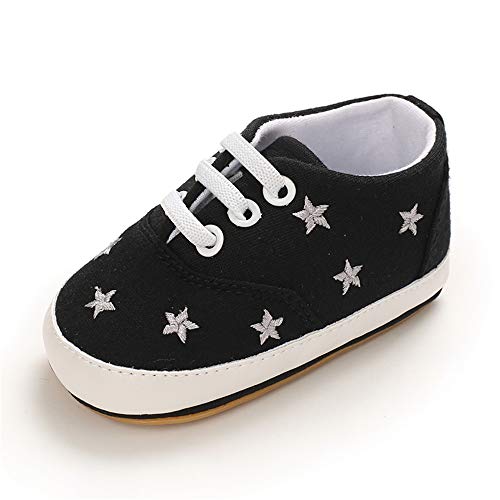 MASOCIO Babyschuhe Junge Lauflernschuhe Sneaker für Jungen Baby Schuhe Anti-Rutsch Größe 18 3-6 Monate Schwarz von MASOCIO