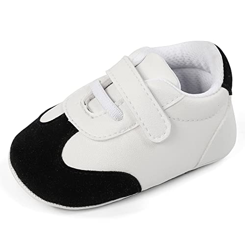 MASOCIO Babyschuhe Junge Mädchen Baby Schuhe Lauflernschuhe Jungen Krabbelschuhe Sneaker Größe 20 Weiß Schwarz 12-18 Monate von MASOCIO