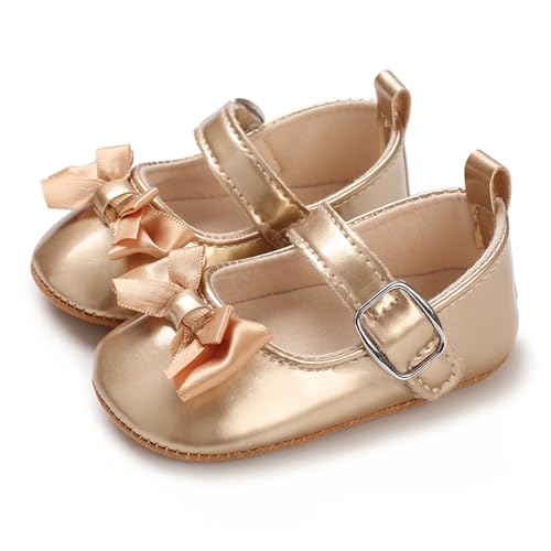 MASOCIO Babyschuhe Mädchen Baby Schuhe Lauflernschuhe Lauflerner Ballerinas 3 8 9 10 Kleinkind Shoes 1 Jahr Größe 18 Prinzessin ab 0-6 Monate Gold von MASOCIO