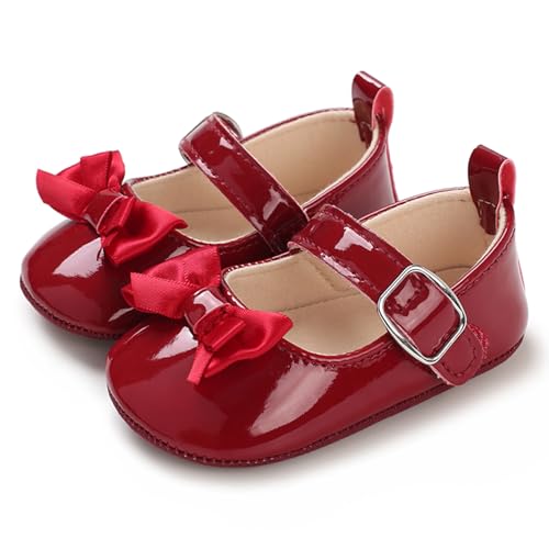 MASOCIO Babyschuhe Mädchen Baby Schuhe Lauflernschuhe Lauflerner Ballerinas 3 8 9 10 Kleinkind Shoes 1 Jahr Größe 18 Prinzessin ab 0-6 Monate Rot von MASOCIO