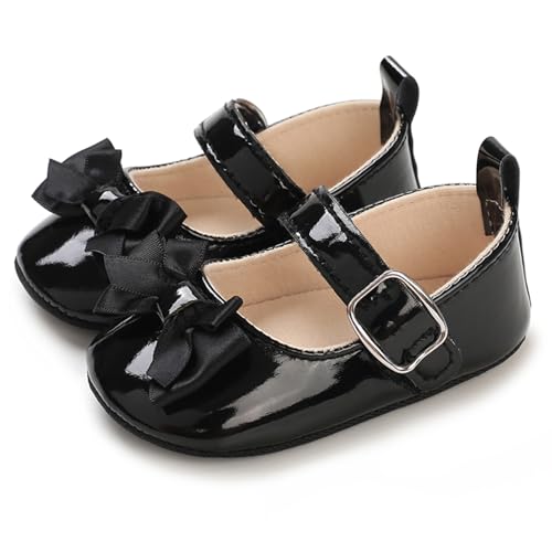 MASOCIO Babyschuhe Mädchen Baby Schuhe Lauflernschuhe Lauflerner Ballerinas 8 9 10 Kleinkind Shoes 1 Jahr Größe 20 Prinzessin ab 12-18 Monate Schwarz von MASOCIO