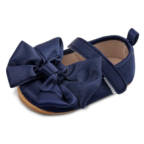MASOCIO Babyschuhe Mädchen Ballerinas Baby Schuhe Lauflernschuhe Lauflerner 8 9 10 Kleinkind Shoes 1 Jahr Größe 19 Prinzessin ab 6-12 Monate Marineblau von MASOCIO