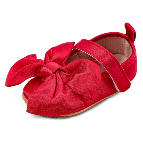 MASOCIO Babyschuhe Mädchen Ballerinas Baby Schuhe Lauflernschuhe Lauflerner 8 9 10 Kleinkind Shoes 1 Jahr Größe 19 Prinzessin ab 6-12 Monate Rot von MASOCIO