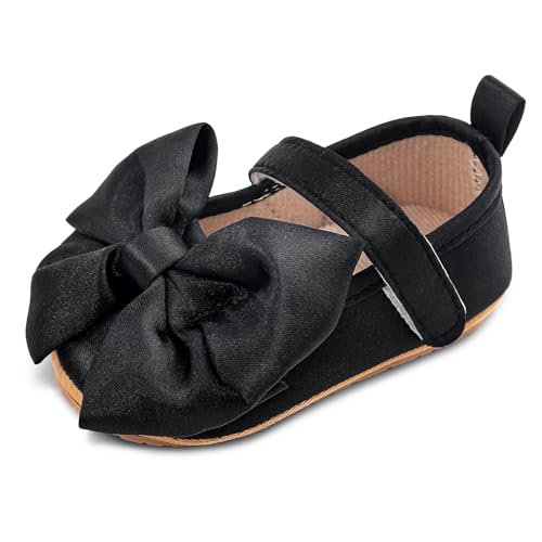 MASOCIO Babyschuhe Mädchen Ballerinas Baby Schuhe Lauflernschuhe Lauflerner 8 9 10 Kleinkind Shoes 1 Jahr Größe 20 Prinzessin ab 12-18 Monate Schwarz von MASOCIO
