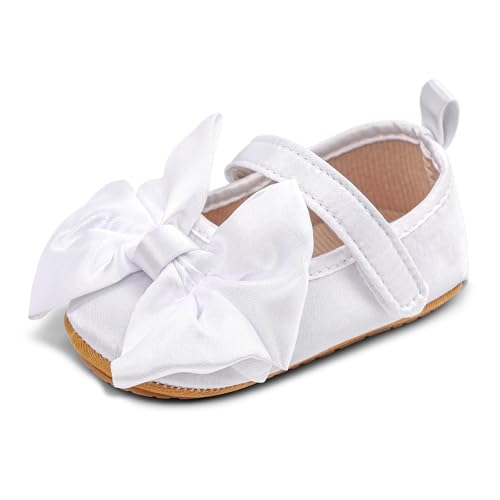 MASOCIO Babyschuhe Mädchen Ballerinas Baby Schuhe Taufschuhe Lauflernschuhe Lauflerner 8 9 10 Kleinkind Shoes 1 Jahr Größe 19 Prinzessin ab 6-12 Monate Weiß von MASOCIO