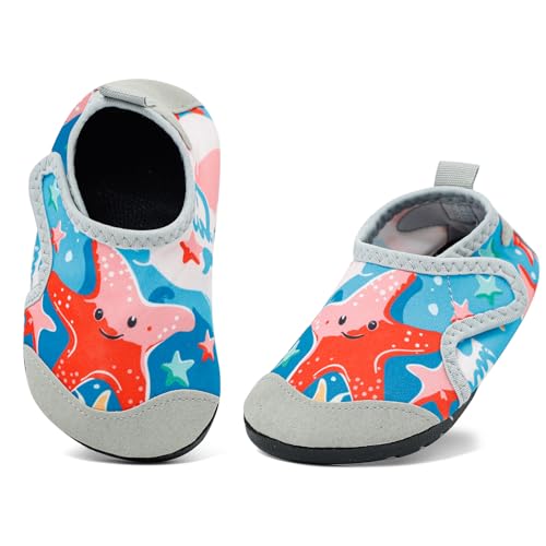 MASOCIO Badeschuhe Kinder Junge Mädchen Wasserschuhe Aquaschuhe Schwimmschuhe Baby Strandschuhe Schwimmsocken Strandsocken Aquasocken Badesocken Kleinkind Blau 2 (Herstellergröße: CN 28/29) EU 25/26 von MASOCIO