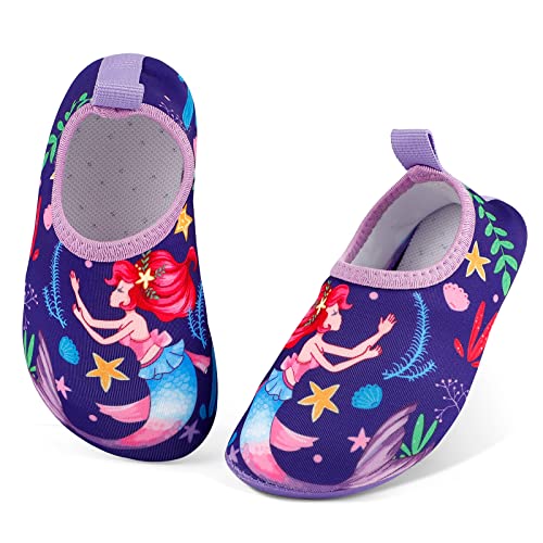 MASOCIO Badeschuhe Kinder Mädchen Wasserschuhe Aquaschuhe Schnell Trocknend Schwimmschuhe Aqua Schuhe Strandschuhe Kleinkind Größe 25 26 EU Lila (Herstellergröße: CN 28/29) von MASOCIO