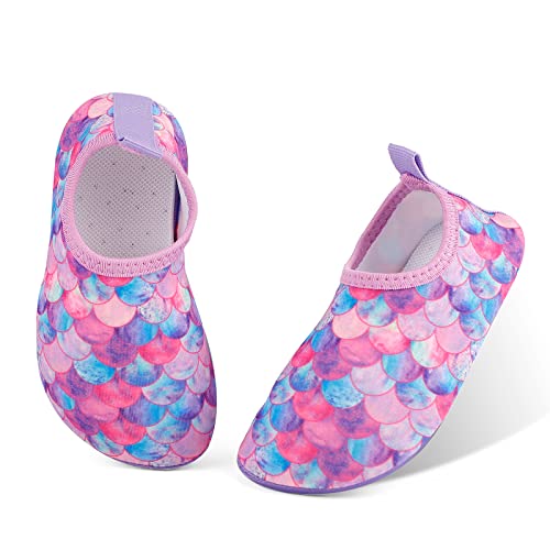 MASOCIO Badeschuhe Kinder Mädchen Wasserschuhe Aquaschuhe Schnell Trocknend Schwimmschuhe Aqua Schuhe Strandschuhe Kleinkind Größe 33 34 EU Fischschuppen (Herstellergröße: CN 36/37) von MASOCIO