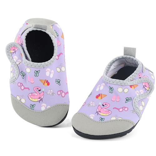 MASOCIO Badeschuhe Kinder Mädchen Wasserschuhe Aquaschuhe Schwimmschuhe Baby Strandschuhe Badesocken Strandsocken Aquasocken Schwimmsocken Kleinkind Lila (Herstellergröße: CN 27/28) EU 24/25 von MASOCIO