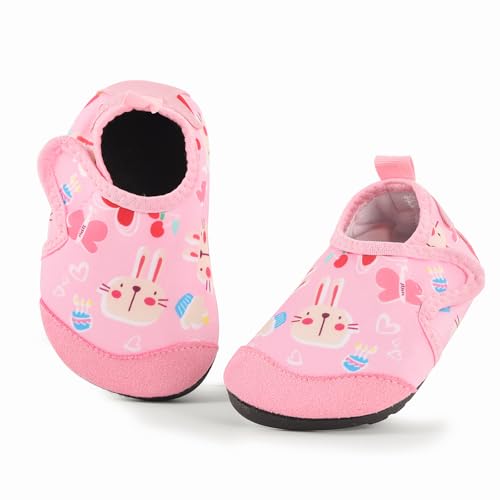 MASOCIO Badeschuhe Kinder Mädchen Wasserschuhe Aquaschuhe Schwimmschuhe Baby Strandschuhe Badesocken Strandsocken Aquasocken Schwimmsocken Kleinkind Rosa 3 (Herstellergröße: CN 23/24) EU 20/21 von MASOCIO