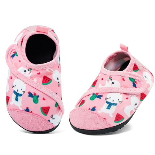 MASOCIO Badeschuhe Kinder Mädchen Wasserschuhe Aquaschuhe Schwimmschuhe Baby Strandschuhe Schwimmsocken Strandsocken Aquasocken Badesocken Kleinkind Rosa (Herstellergröße: CN 23/24) EU 20/21 von MASOCIO