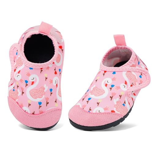 MASOCIO Badeschuhe Kinder Mädchen Wasserschuhe Aquaschuhe Schwimmschuhe Baby Strandschuhe Schwimmsocken Strandsocken Aquasocken Badesocken Kleinkind Rosa 2 (Herstellergröße: CN 30/31) EU 27/28 von MASOCIO