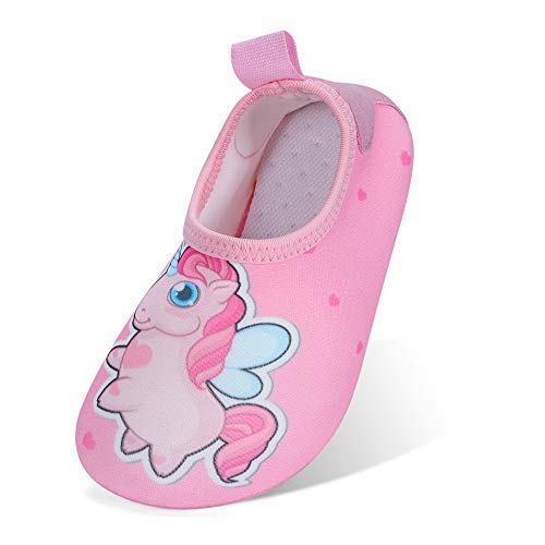 MASOCIO Badeschuhe Kinder Mädchen Wasserschuhe Schnell Trocknend Aquaschuhe Schwimmschuhe Strandschuhe Aqua Schuhe Größe 21 22 EU Rosa (Herstellergröße: CN 24/25) von MASOCIO