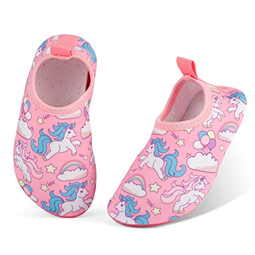 MASOCIO Badeschuhe Kinder Mädchen Wasserschuhe Schnell Trocknend Aquaschuhe Schwimmschuhe Strandschuhe Aqua Wasser Schuhe Größe 21 22 EU Rosa 1 (Herstellergröße: CN 24/25) von MASOCIO