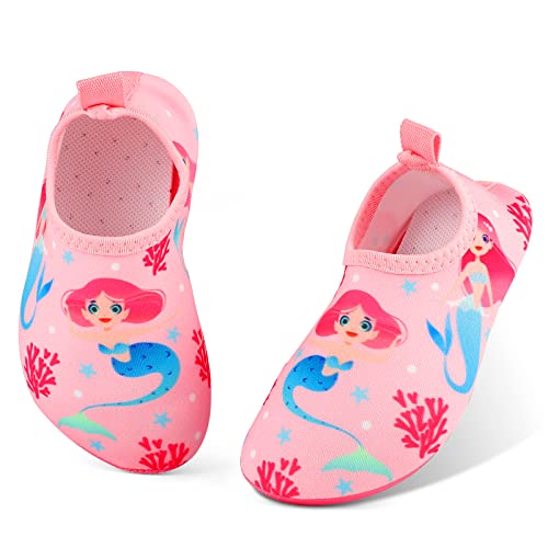 MASOCIO Badeschuhe Kinder Mädchen Wasserschuhe Schnell Trocknend Aquaschuhe Schwimmschuhe Strandschuhe Aqua Wasser Schuhe Größe 22 23 EU Rosa 2 (Herstellergröße: CN 25/26) von MASOCIO