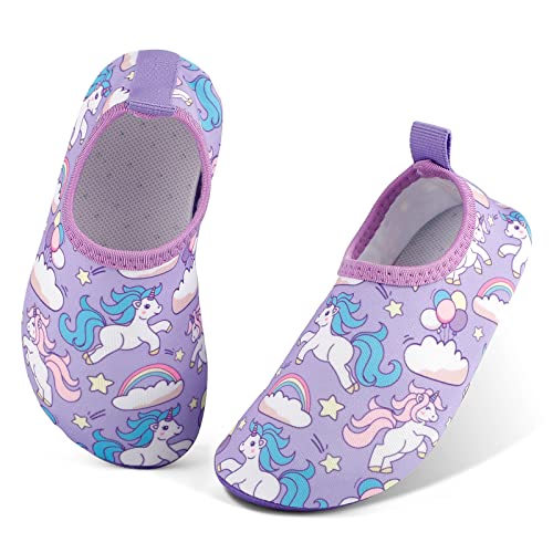 MASOCIO Badeschuhe Kinder Mädchen Wasserschuhe Schnell Trocknend Aquaschuhe Schwimmschuhe Strandschuhe Aqua Wasser Schuhe Größe 23 24 EU Lila 1 (Herstellergröße: CN 26/27) von MASOCIO