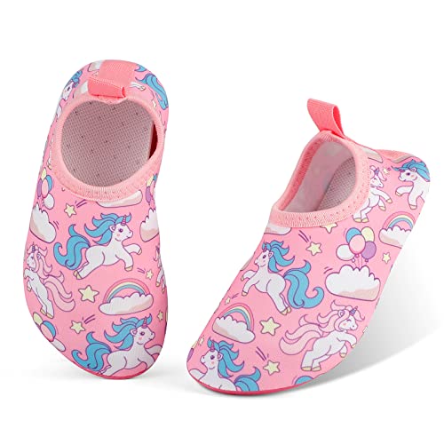 MASOCIO Badeschuhe Kinder Mädchen Wasserschuhe Schnell Trocknend Aquaschuhe Schwimmschuhe Strandschuhe Aqua Wasser Schuhe Kleinkind Größe 25 26 EU Rosa 1 (Herstellergröße: CN 28/29) von MASOCIO