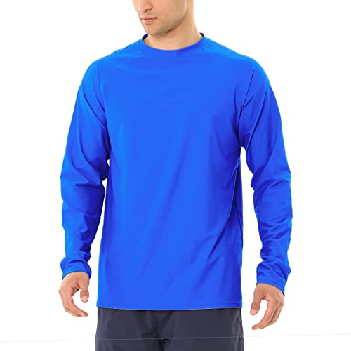 MASOCIO Badeshirt UV Shirt Herren Wasser Männer Langarm UPF50+ Schwimmshirt Schwimm Surf Surfshirts Rashguard UV Protection Schutz Rash Guard Bade T-Shirt Tshirt Blau M von MASOCIO