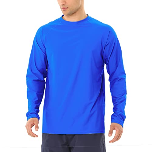 MASOCIO Badeshirt UV Shirt Herren Wasser Männer Langarm UPF50+ Schwimmshirt Schwimm Surf Surfshirts Rashguard UV Protection Schutz Rash Guard Bade T-Shirt Tshirt Blau XL von MASOCIO