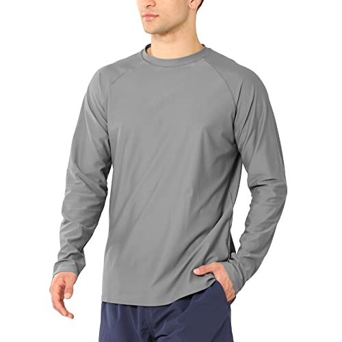 MASOCIO Badeshirt UV Shirt Herren Wasser Männer Langarm UPF50+ Schwimmshirt Schwimm Surf Surfshirts Rashguard UV Protection Schutz Rash Guard Bade T-Shirt Tshirt Grau XL von MASOCIO