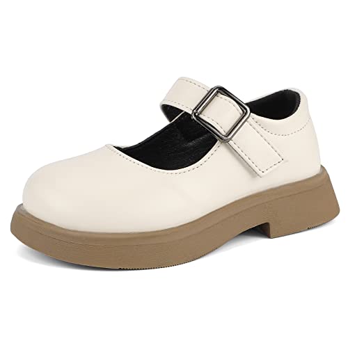 MASOCIO Ballerinas Mädchen Mary Jane Prinzessin Kinderschuhe Kleinkind Kinder Schuhe Kommunionschuhe Kommunion Balerinaschuhe Beige Größe 29 EU von MASOCIO