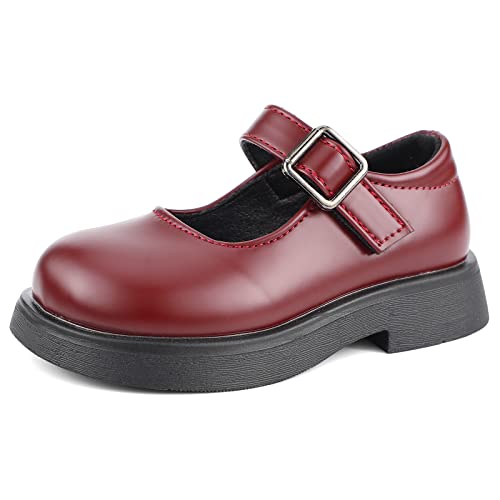 MASOCIO Ballerinas Mädchen Mary Jane Prinzessin Kinderschuhe Kleinkind Kinder Schuhe Kommunionschuhe Kommunion Balerinaschuhe Rot Größe 33 EU von MASOCIO