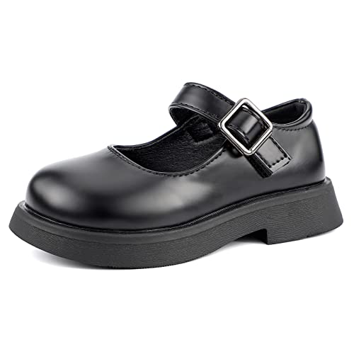 MASOCIO Ballerinas Mädchen Mary Jane Prinzessin Kinderschuhe Kleinkind Kinder Schuhe Kommunionschuhe Kommunion Balerinaschuhe Schwarz Größe 23 EU von MASOCIO