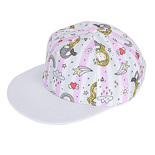 MASOCIO Cap Kinder Mädchen Baseball Kappe Kleinkind Trucker Caps 5 6 Snapback Basecap Cappy Sommer Sonnenkappe Sonnencap Hut Alter 4-7 Jahre Weiß 1 von MASOCIO