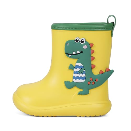 MASOCIO Gummistiefel Kinder Junge Mädchen Regenstiefel Baby Kleinkind EVA Leichte Stiefel Kurze Halbhoch Stiefeletten Rain Boots Kids Barfuß Barfußschuhe Gummistiefeletten Größe 22 23 Gelb von MASOCIO