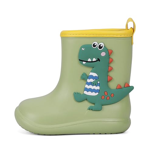MASOCIO Gummistiefel Kinder Junge Mädchen Regenstiefel Baby Kleinkind EVA Leichte Stiefel Kurze Halbhoch Stiefeletten Rain Boots Kids Barfuß Barfußschuhe Gummistiefeletten Größe 28 29 Grün von MASOCIO