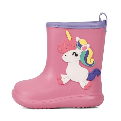 MASOCIO Gummistiefel Kinder Mädchen Regenstiefel Baby Kleinkind EVA Leichte Stiefel Kurze Halbhoch Stiefeletten Rain Boots Kids Barfuß Barfußschuhe Gummistiefeletten Größe 27 Rosa von MASOCIO