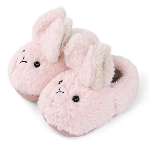 MASOCIO Hausschuhe Kinder Mädchen Plüsch Puschen Warm Warme Winter Kinderhausschuhe Lustige Kuschel Hüttenschuhe Kleinkind Pantoffeln Tier Hase Größe 27 28 Rosa von MASOCIO