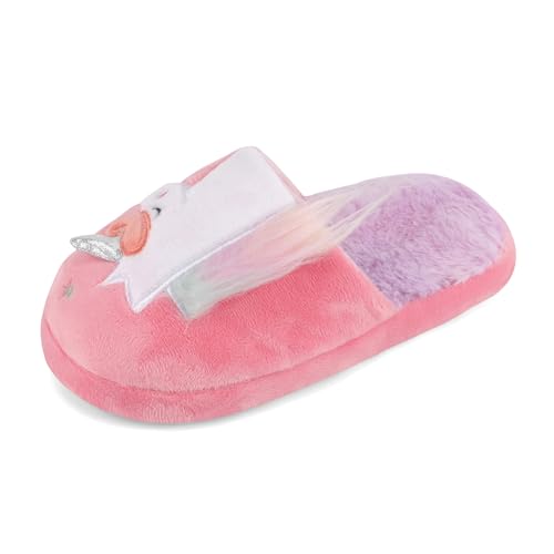 MASOCIO Hausschuhe Kinder Mädchen Plüsch Puschen Warme Winter Pantoffeln Kinderhausschuhe Offen Kuschelig Hüttenschuhe Slippers Größe 31 32 Rosa Mehrfarbig 7 von MASOCIO