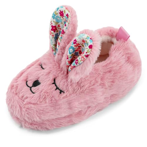 MASOCIO Hausschuhe Kinder Mädchen Plüsch Puschen Winter Warm Kinderhausschuhe Hüttenschuhe Kleinkind Pantoffeln Größe 27 28 Tiere Rosa 2 von MASOCIO
