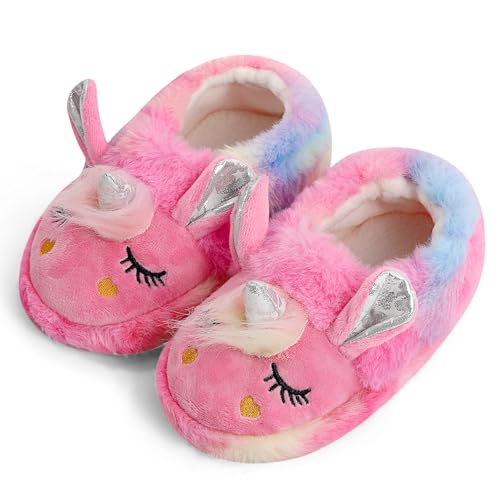 MASOCIO Hausschuhe Kinder Mädchen Plüsch Puschen Winter Warm Kinderhausschuhe Kleinkind Hüttenschuhe Pantoffeln Größe 30 31 Tiere Mehrfarbig 3 von MASOCIO