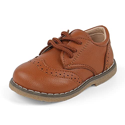 MASOCIO Jungen Mädchen Schnürschuhe Kleinkind Kleine Kinder Schule Schuhe Flache Kleid Schuhe (Kleinkind/Kleines Kind), braun, 38 2/3 EU von MASOCIO