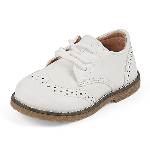 MASOCIO Jungen Mädchen Schnürschuhe Kleinkind Kleine Kinder Schulschuhe Flache Kleid Schuhe (Kleinkind/Kleinkind), weiß, 30 EU von MASOCIO